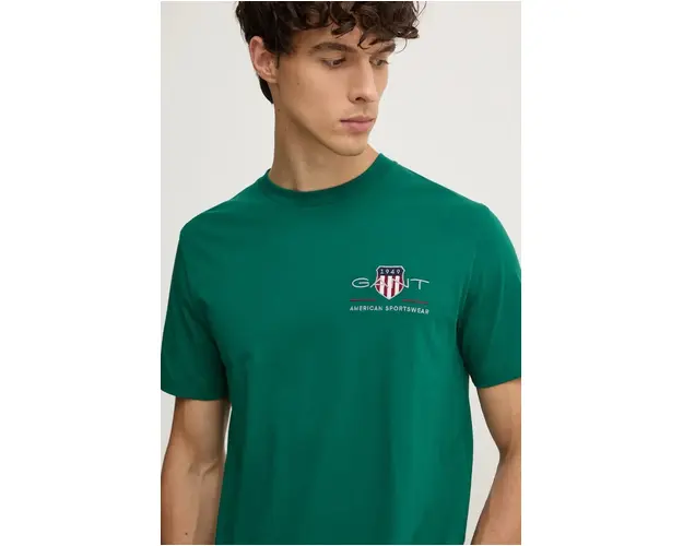 Gant tricou din bumbac culoarea verde, cu imprimeu