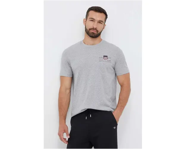 Gant tricou din bumbac culoarea gri, cu imprimeu