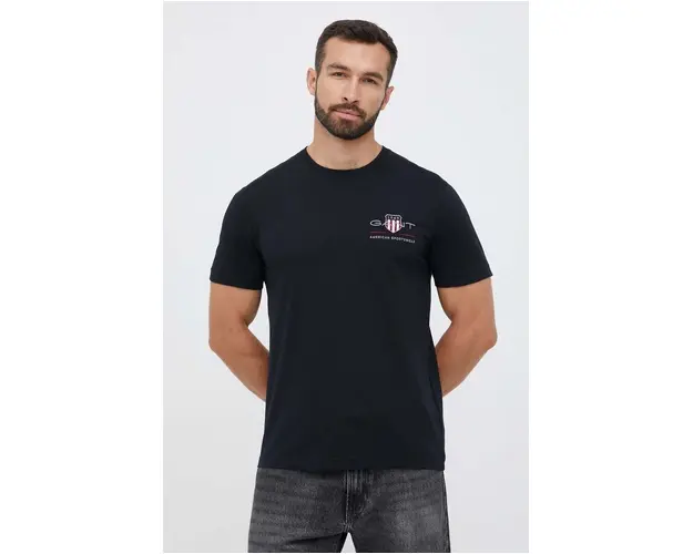Gant tricou din bumbac culoarea negru, cu imprimeu