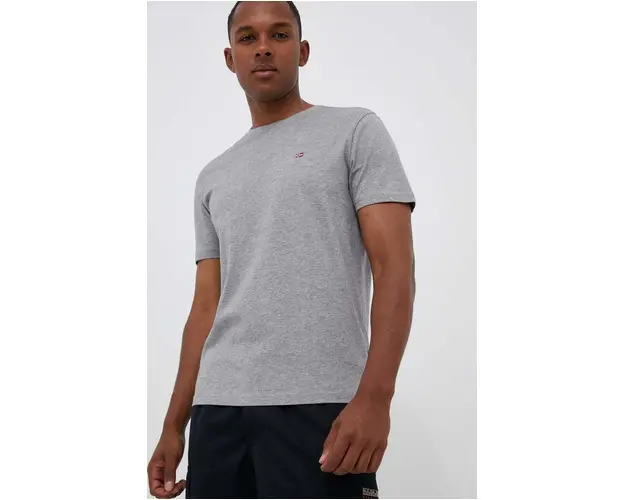 Napapijri tricou din bumbac culoarea gri, melanj