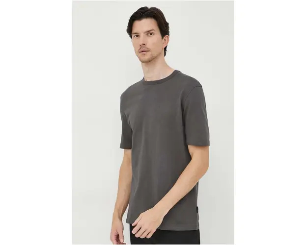 Sisley tricou din bumbac culoarea gri, neted