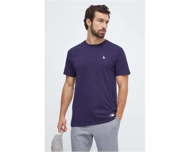 47brand tricou din bumbac MLB Los Angeles Dodgers barbati, culoarea albastru marin, neted