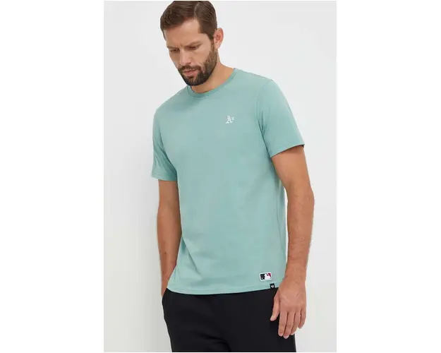 47brand tricou din bumbac MLB Oakland Athletics barbati, culoarea verde, neted