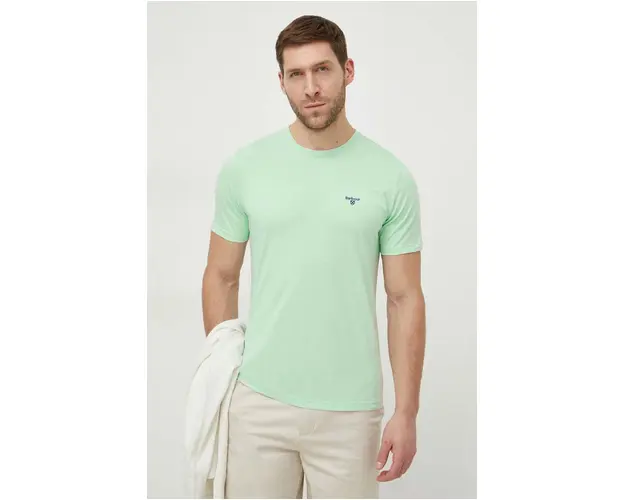 Barbour tricou din bumbac culoarea verde, neted