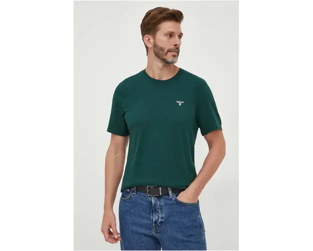 Barbour tricou din bumbac culoarea verde, neted