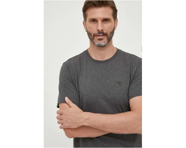 Barbour tricou din bumbac culoarea gri, neted