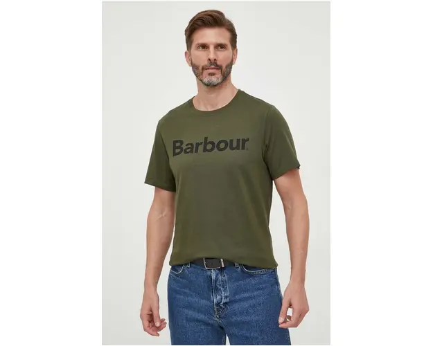 Barbour tricou din bumbac culoarea verde, cu imprimeu