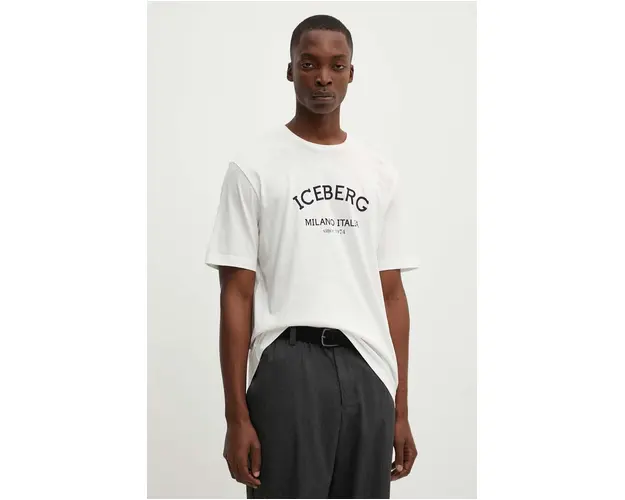 Iceberg tricou din bumbac culoarea bej, cu imprimeu