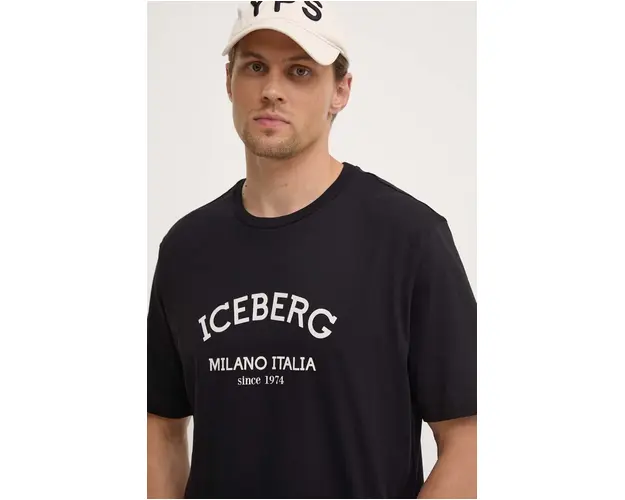 Iceberg tricou din bumbac culoarea negru, cu imprimeu