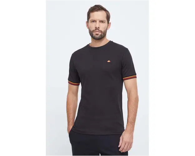 Ellesse tricou din bumbac barbati, culoarea negru, neted