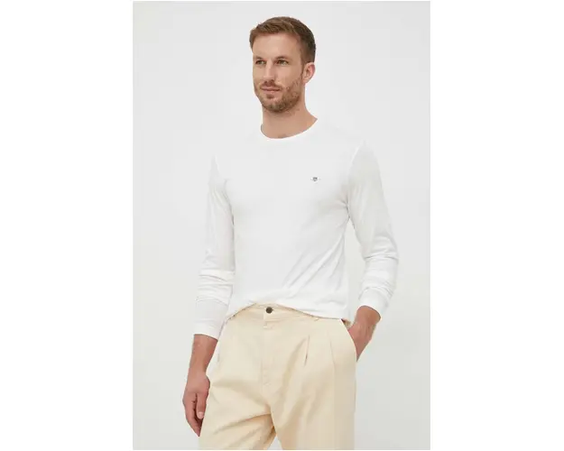Gant longsleeve din bumbac culoarea alb, neted