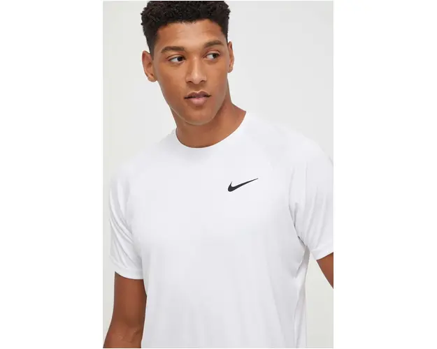 Nike tricou de antrenament culoarea alb, neted