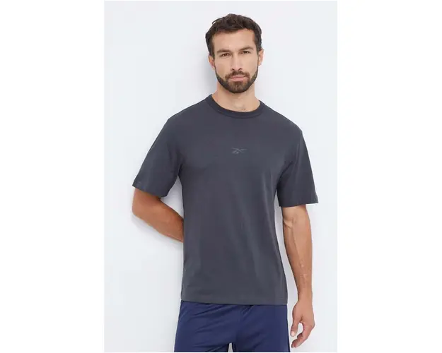 Reebok tricou din bumbac culoarea gri, cu imprimeu
