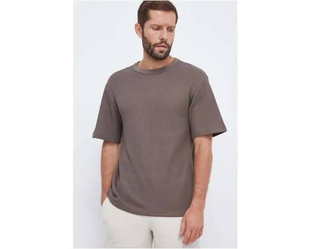 Reebok Classic tricou barbati, culoarea maro, neted