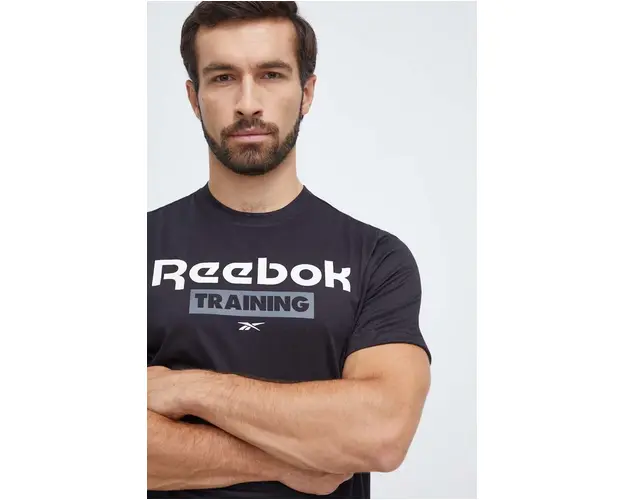 Reebok tricou de antrenament culoarea negru, cu imprimeu