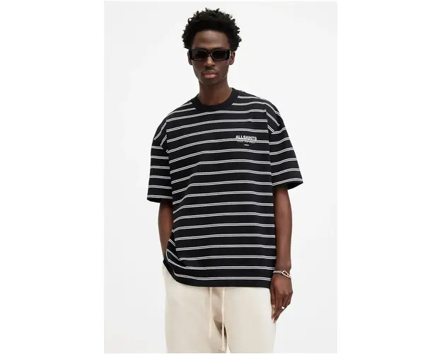 AllSaints tricou din bumbac UNDERGROUND STRIPE S modelator
