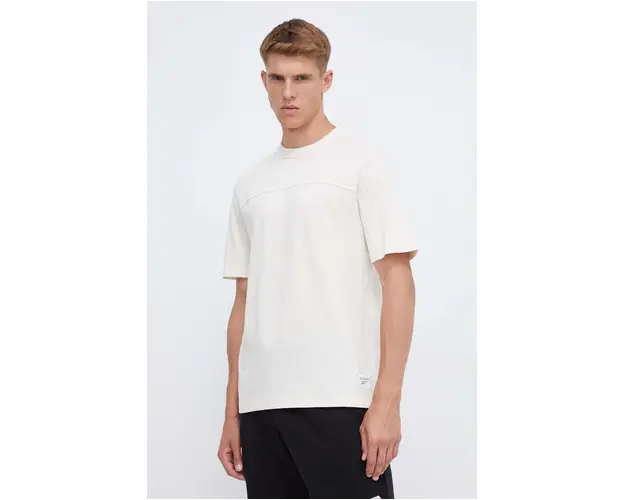 Reebok Classic tricou din bumbac culoarea bej, neted