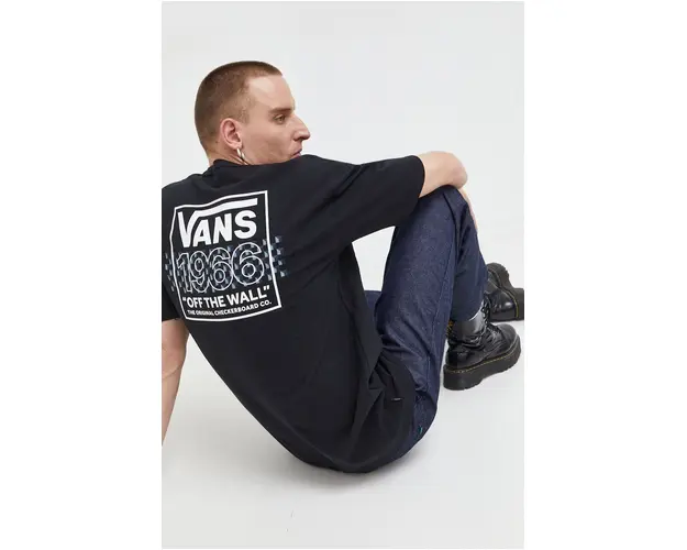 Vans tricou din bumbac barbati, culoarea negru, cu imprimeu