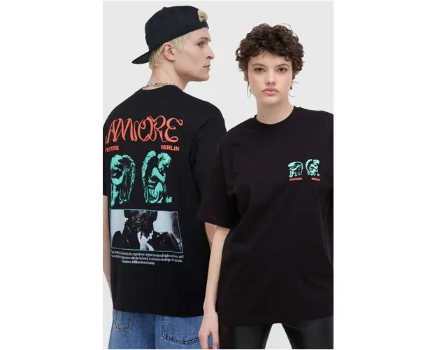 Vertere Berlin tricou din bumbac culoarea negru, cu imprimeu