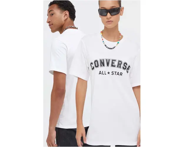 Converse tricou din bumbac culoarea alb, cu imprimeu