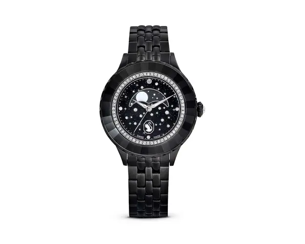 Swarovski ceas OCTEA MOON femei, culoarea negru, 5677497
