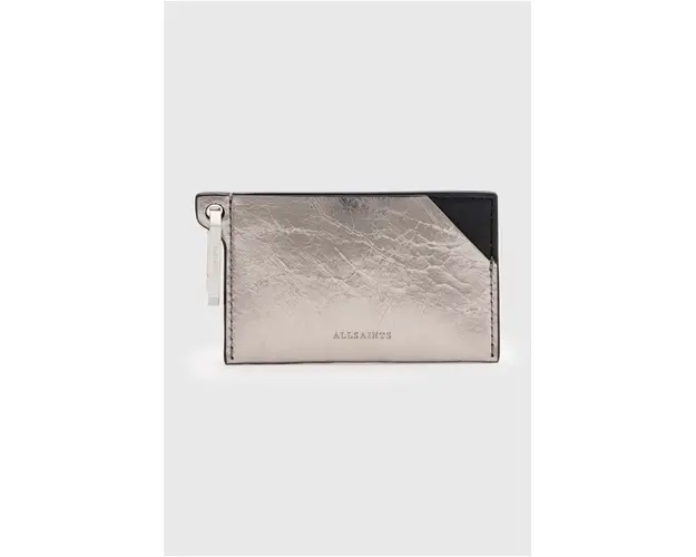 AllSaints carcasa din piele HEX CARDHOLDER culoarea argintiu, W173XB