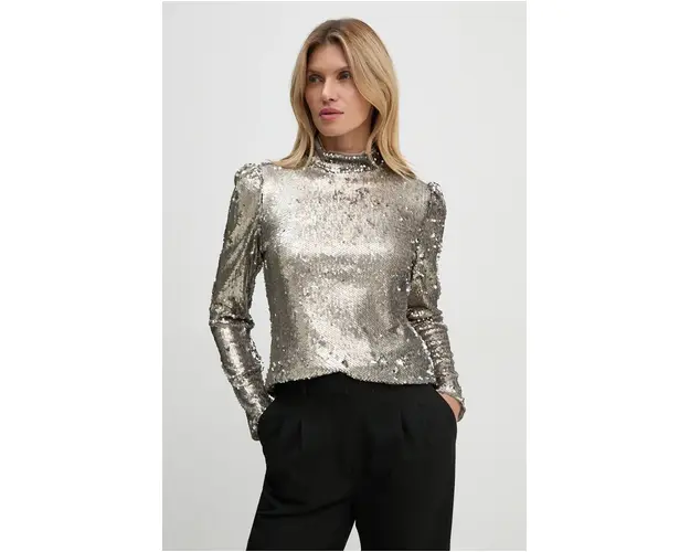 Bruuns Bazaar bluza MoeaBBAniqa blouse femei, culoarea argintiu, neted, BBW4155