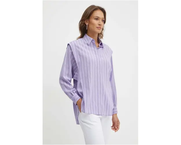 BOSS camasa femei, culoarea violet, cu guler clasic, relaxed, 50518408