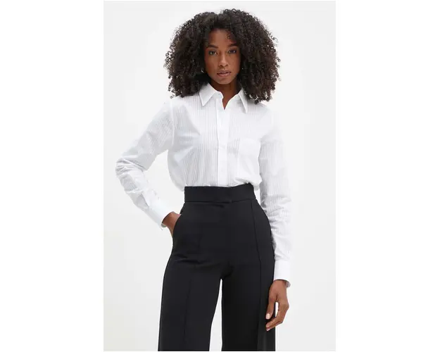 BOSS camasa din bumbac femei, culoarea alb, cu guler clasic, regular, 50519413