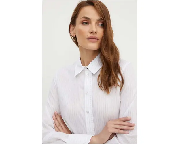 BOSS camasa din bumbac femei, culoarea alb, cu guler clasic, regular, 50520677