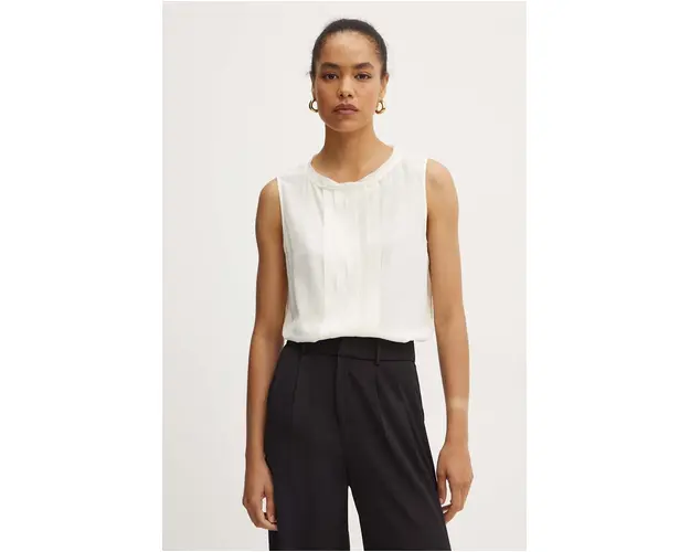 BOSS bluza de matase culoarea bej, neted, 50521253