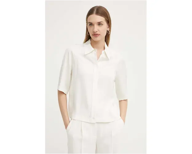 BOSS camasa femei, culoarea bej, cu guler clasic, regular, 50526206