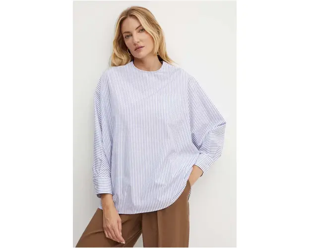 Weekend Max Mara bluza din bumbac femei, culoarea albastru marin, modelator, 2425116101600