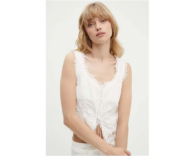 Miss Sixty bluza 6L2XJ0350000 XJ0350 FASHION SHIRT femei, culoarea alb, neted, 6L2XJ0350000