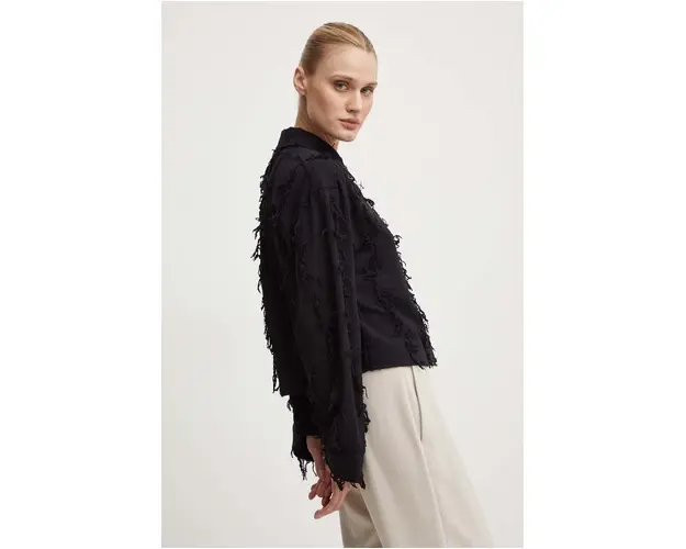 Day Birger et Mikkelsen camasa din bumbac Kenya - Organic Cotton Texture RD femei, culoarea negru, cu guler clasic, relaxed, DAY65243265