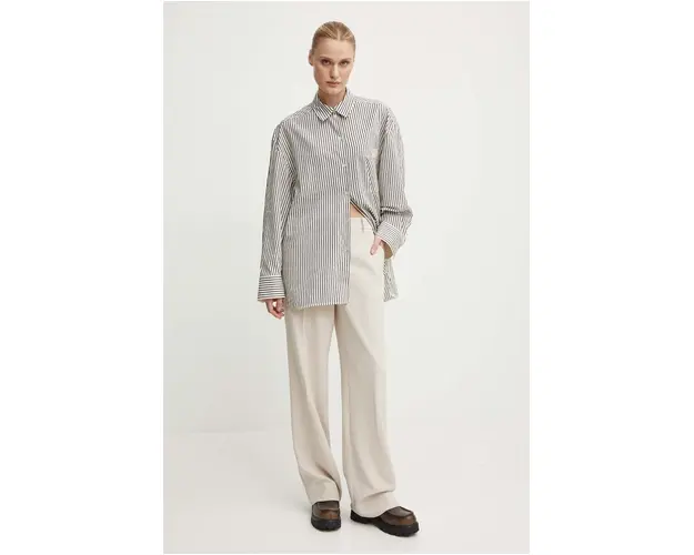Day Birger et Mikkelsen camasa Tan - Daily Classic Stripe RD femei, cu guler clasic, relaxed, DAY65243312