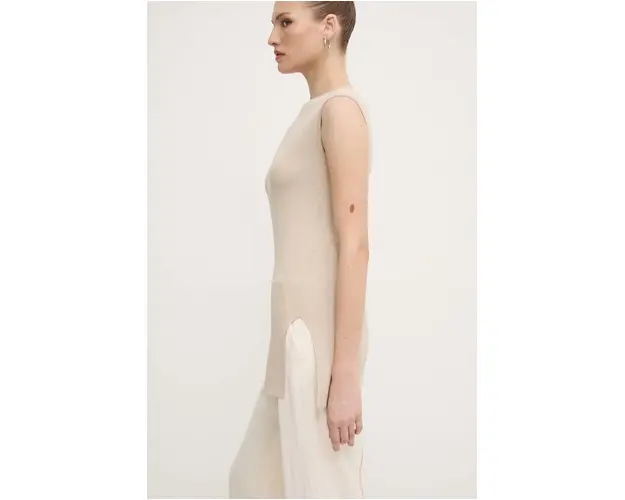 Max Mara Leisure bluza femei, culoarea bej, neted, 2426366027600