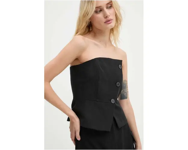 BA&SH bluza din amestec de in culoarea negru, neted, 1H24GABR