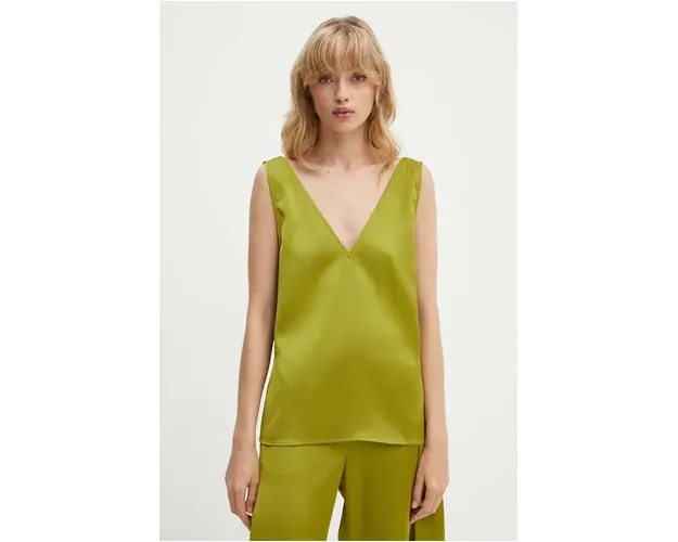 Stine Goya top culoarea verde, neted, SG5860