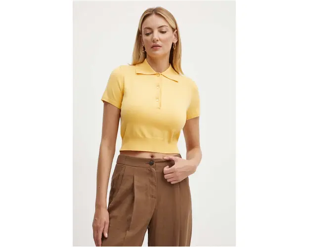 MAX&Co. tricou polo culoarea galben, 2426366051200