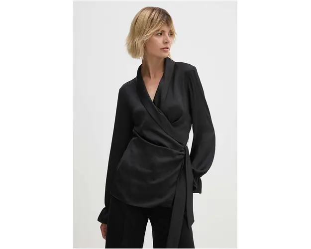 Joseph Ribkoff bluza femei, culoarea negru, neted, 243086