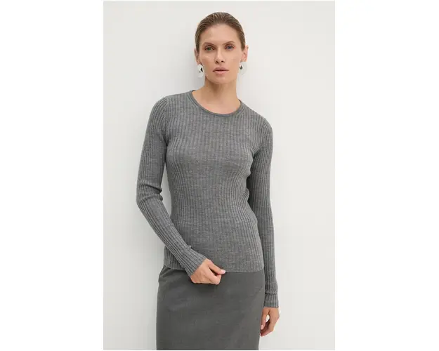 Herskind pulover de lana Camb femei, culoarea gri, light, 5312825