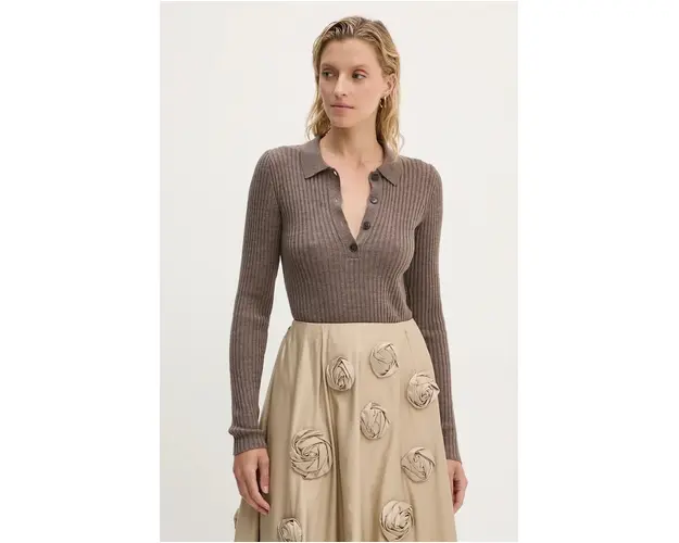 Herskind pulover de lana Cadee femei, culoarea maro, light, 5313825