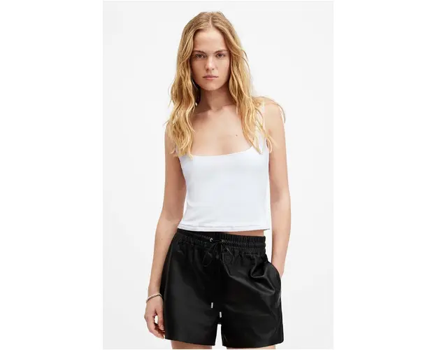 AllSaints top ANIE CAMI culoarea alb, neted, W058JA
