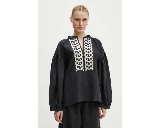 By Malene Birger bluza din in CADMUS culoarea negru, cu imprimeu, Q70967009