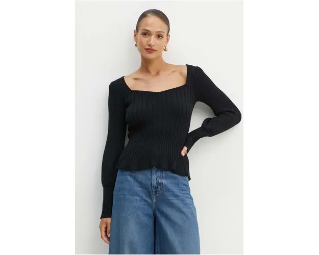 Luisa Spagnoli pulover de lana MERLATO femei, culoarea negru, light, 58426