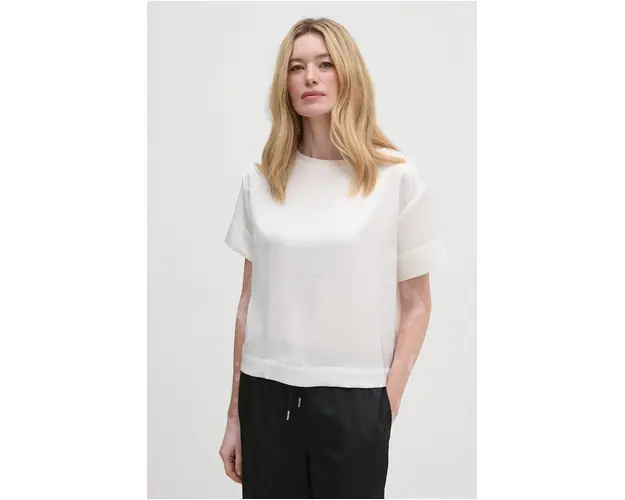 Sisley bluza femei, culoarea alb, neted, 5OGYLQ07G