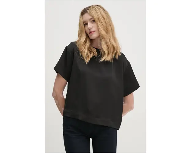 Sisley bluza femei, culoarea negru, neted, 5OGYLQ07G
