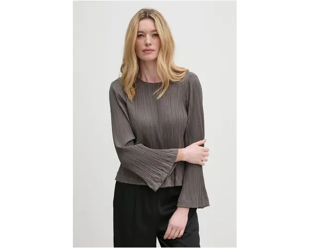 Sisley bluza femei, culoarea gri, neted, 5IWWLQ07D