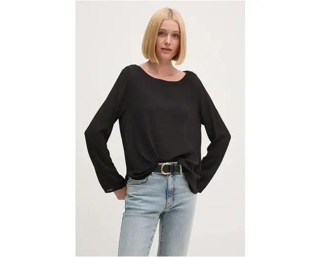 Sisley bluza femei, culoarea negru, neted, 5ZMZLQ07S